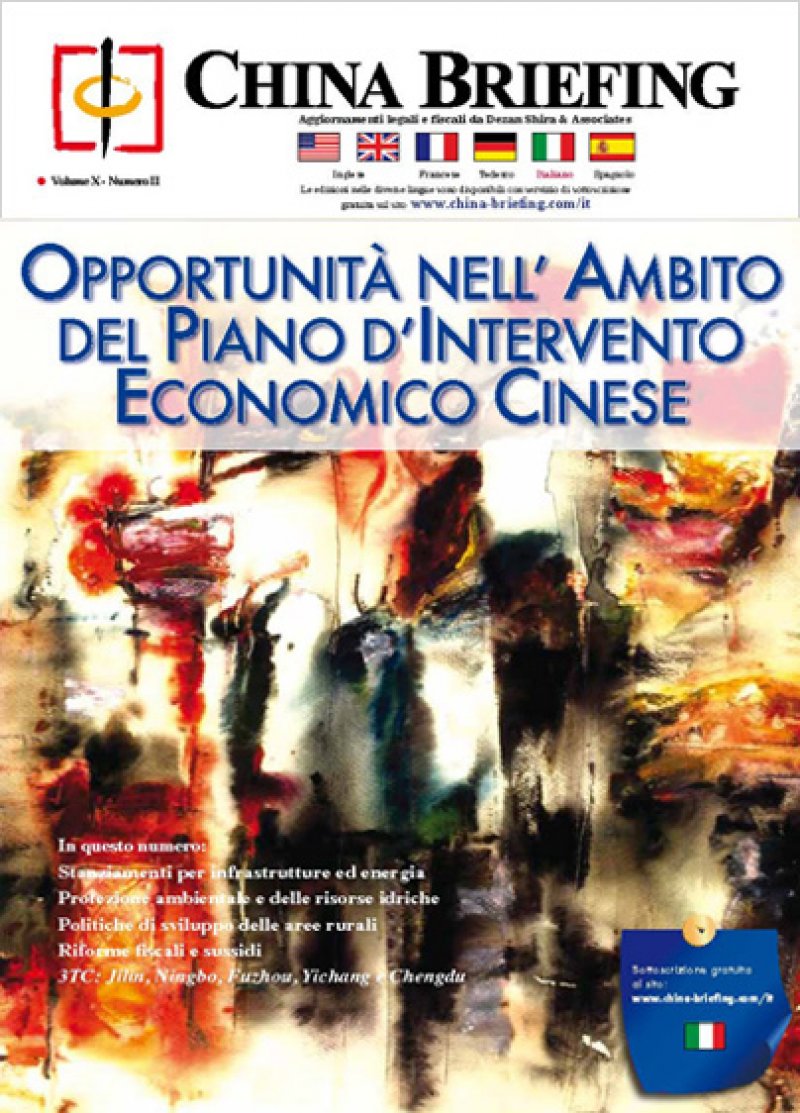 Oppotunità nell’ambito del Piano d’Intervento Economico Cinese