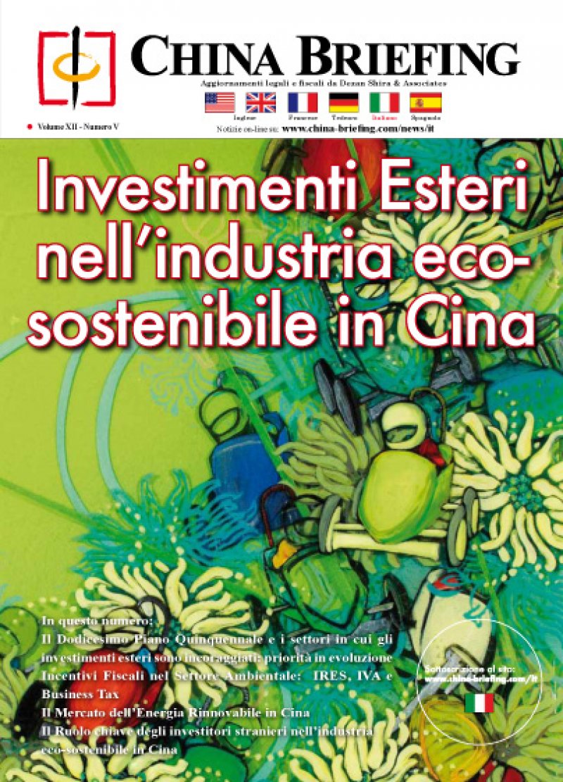 Investimenti Esteri nell’industria eco-sostenibile in Cina